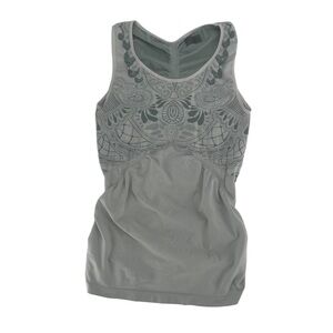 Athleta Gray Geometric Runched Dri Fit Tank Top Size Med Women’s